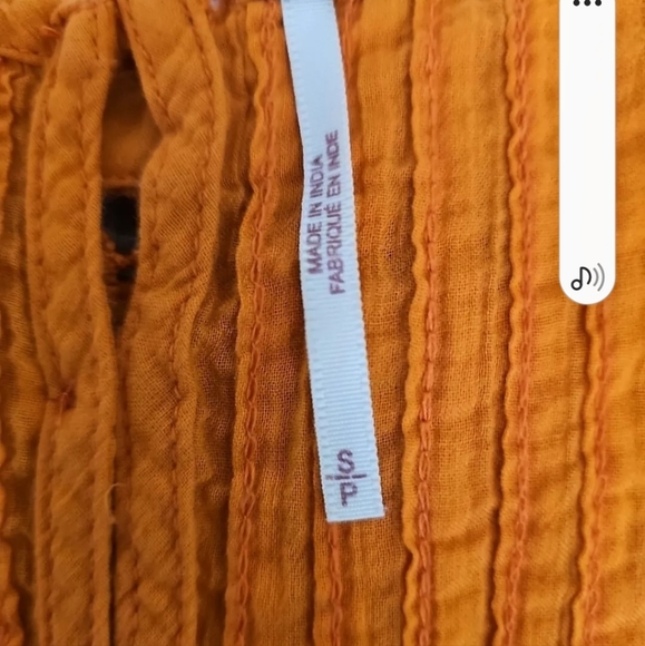 $78 Free People Orange Firecracker Constant Crush Shirt Back Buttons size S - Picture 4 of 4